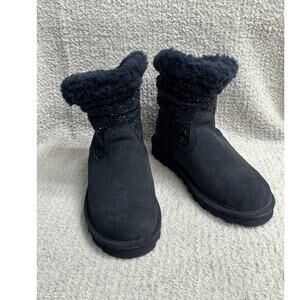 Bearpaw Women's Navy Blue Suede Wool Lined Booties Size 9 NWT #100721